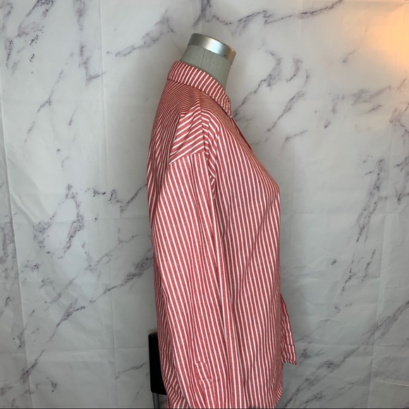 Vintage | Pocket Kitty Red & White Striped Button-Down Shirt - Picture 6 of 9